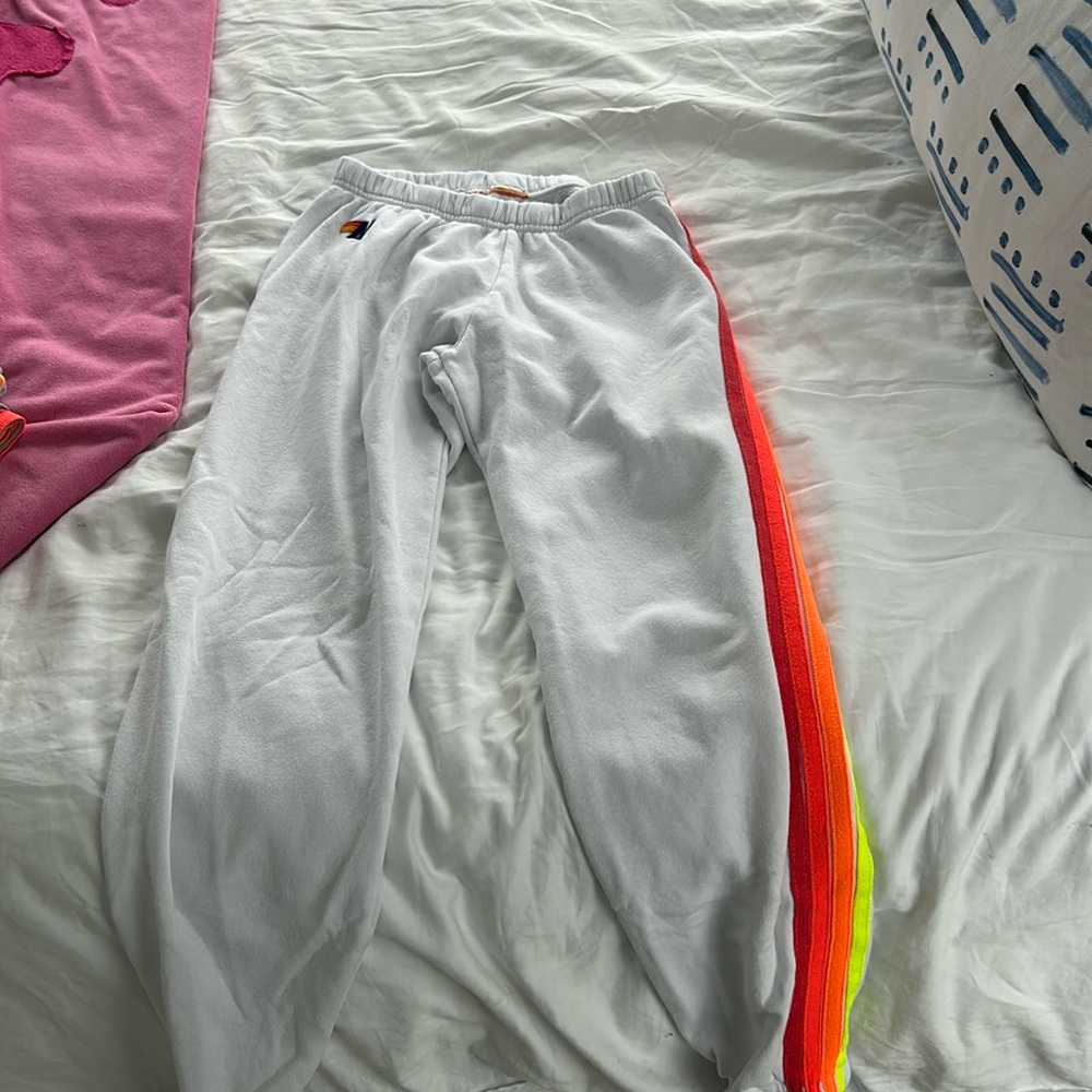 White aviator nation sweatpants